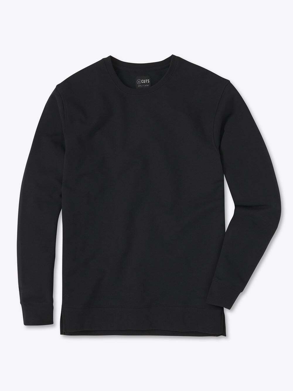 Cuts Clothing Men S Hyperloop Pullover Split Hem Shirt Black Long Sleeve Knit